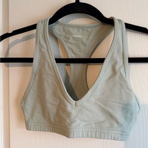 Aritzia TnAction Sage Green V-Neck Racerback Sports Bra
